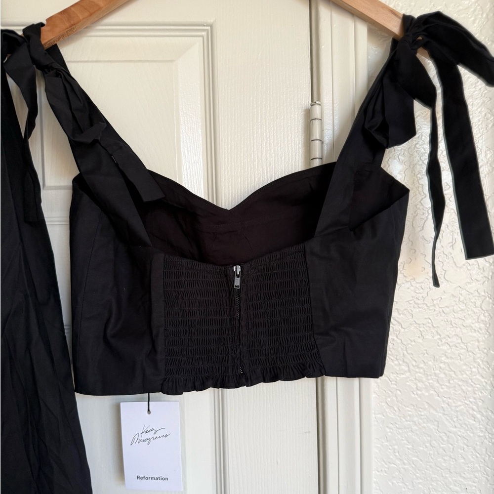 NWT Reformation Magnolia Two Piece Skirt Set Midi Skirt And Top Size 8 Black - Picture 5 of 8